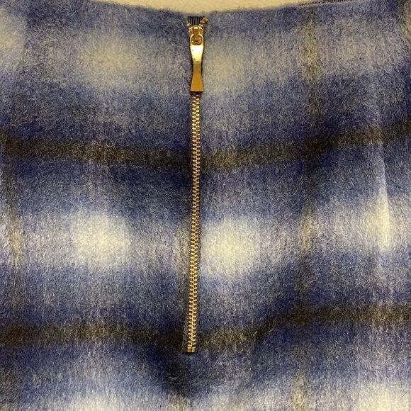 Catherine Malandrino Skirt Blue Wool Blend Brushed Plaid Tartan Size - 8 - Picture 7 of 14